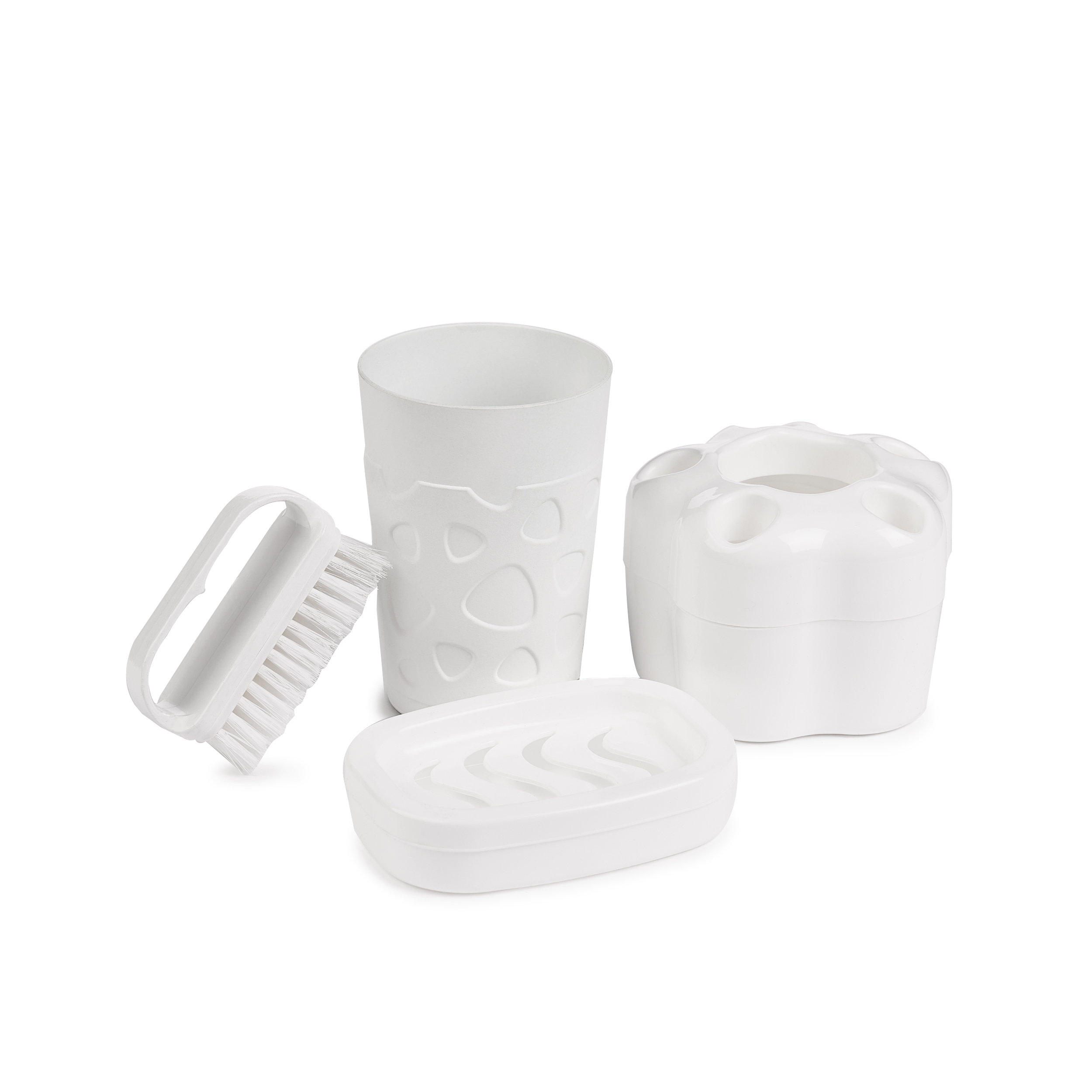 Set accesorii baie PLASTINA, 4 piese, alb