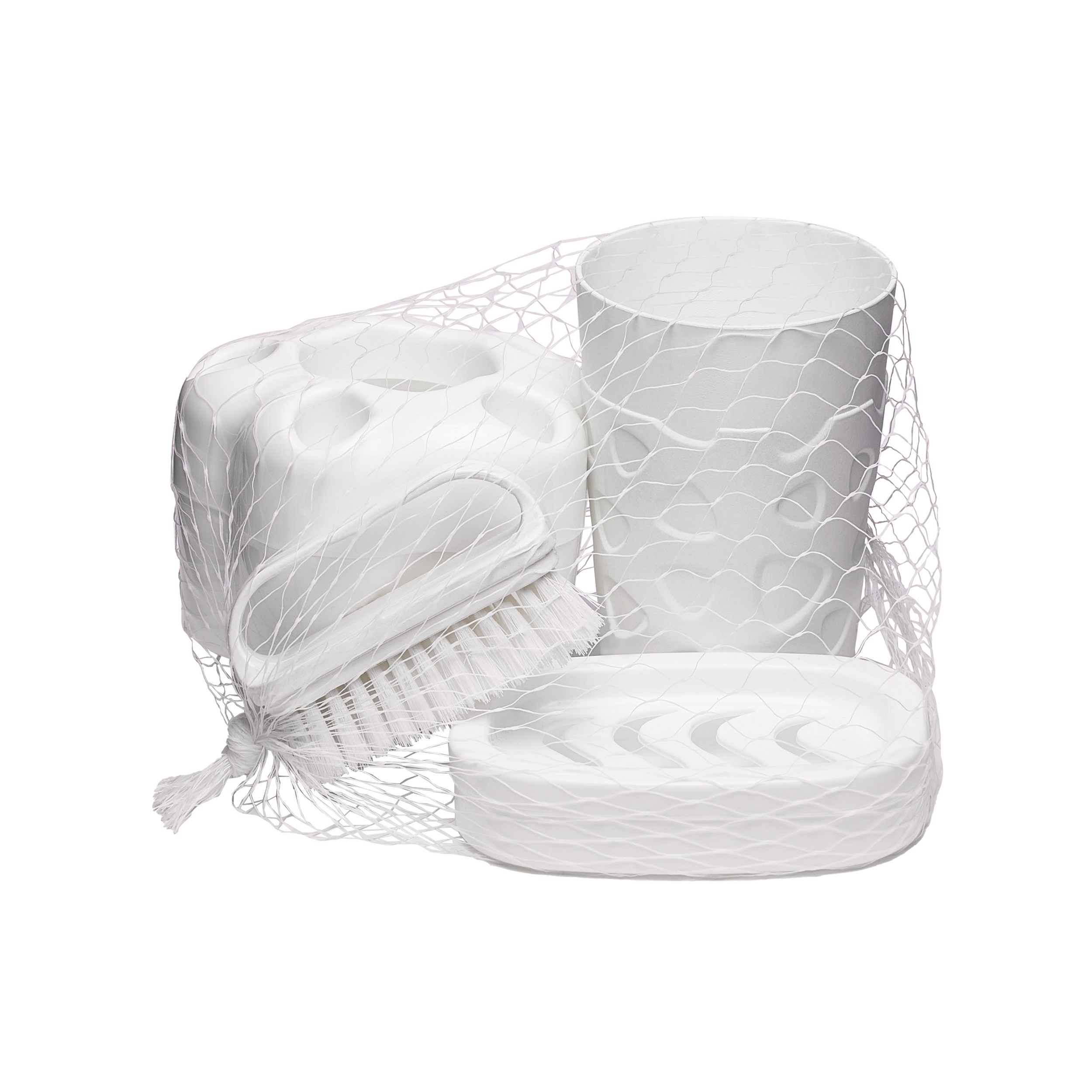 Set accesorii baie PLASTINA, 4 piese, alb