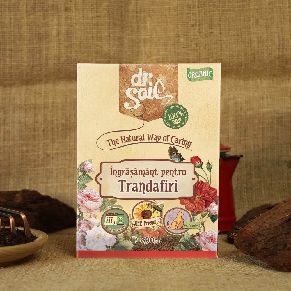 Ingrasamant granulat organic Dr. Soil, pentru trandafiri, cutie de 850gr