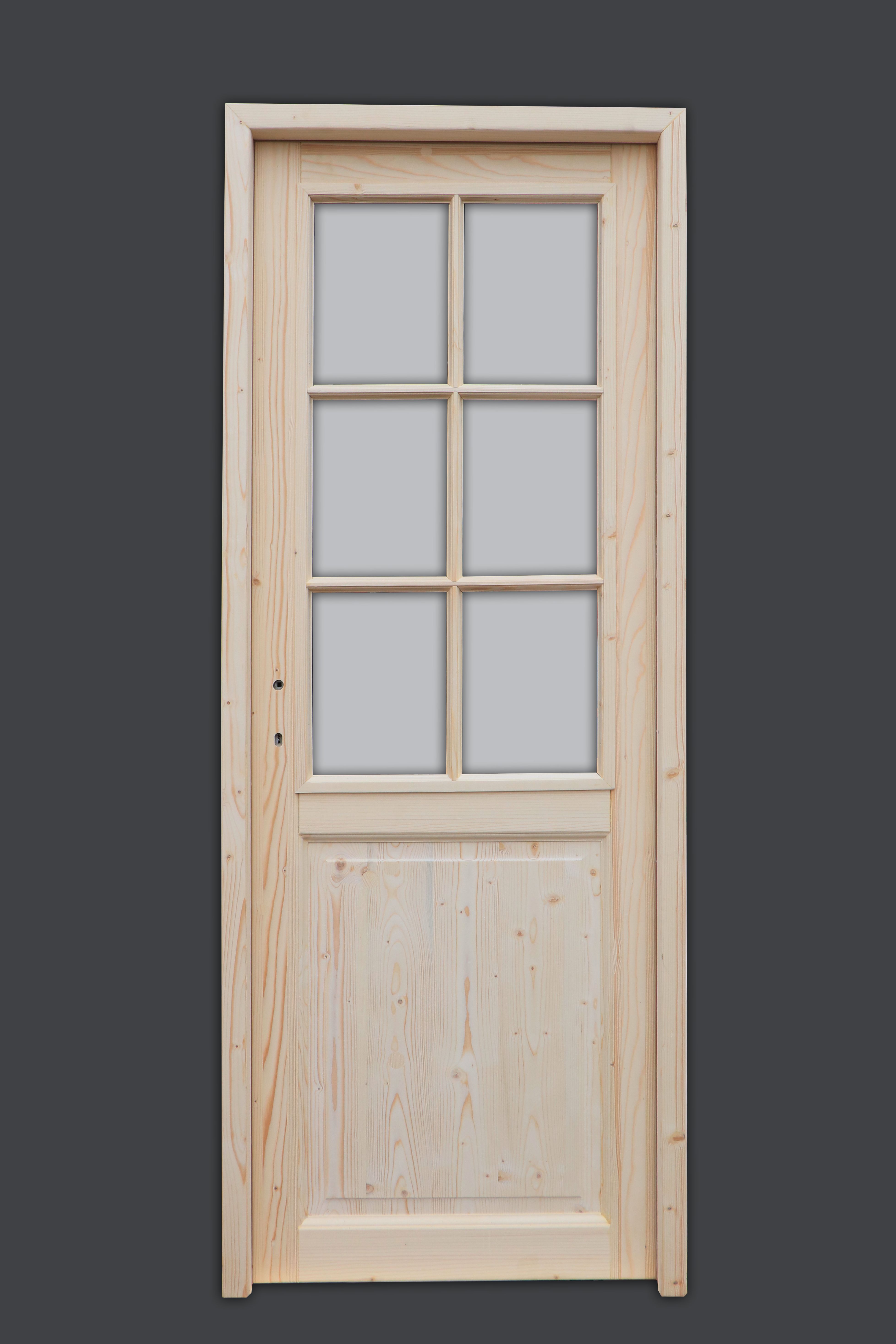 Usa interior WDI Minerva, cu geam, lemn masiv, 88 x 205 cm, maro