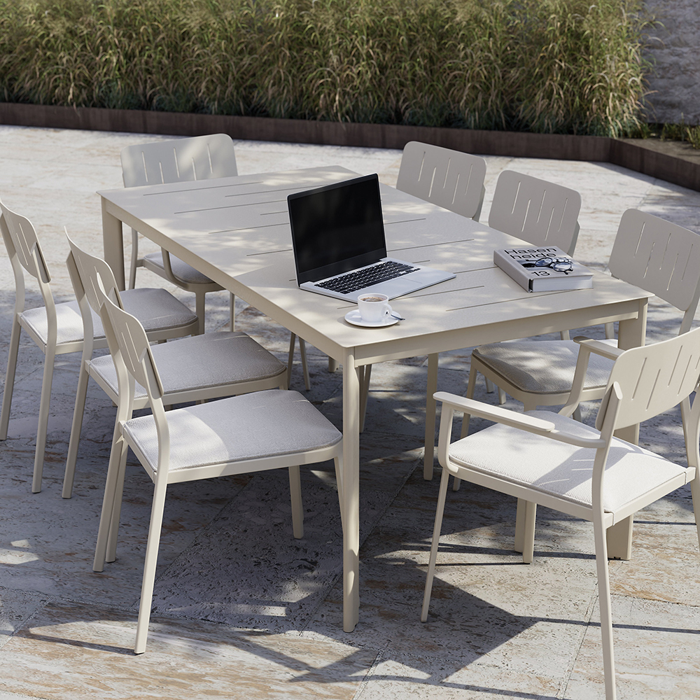 Scaun terasa GOODHOME Santacruz, aluminiu, 59.2 x 47.5 x 82.6 cm, bej