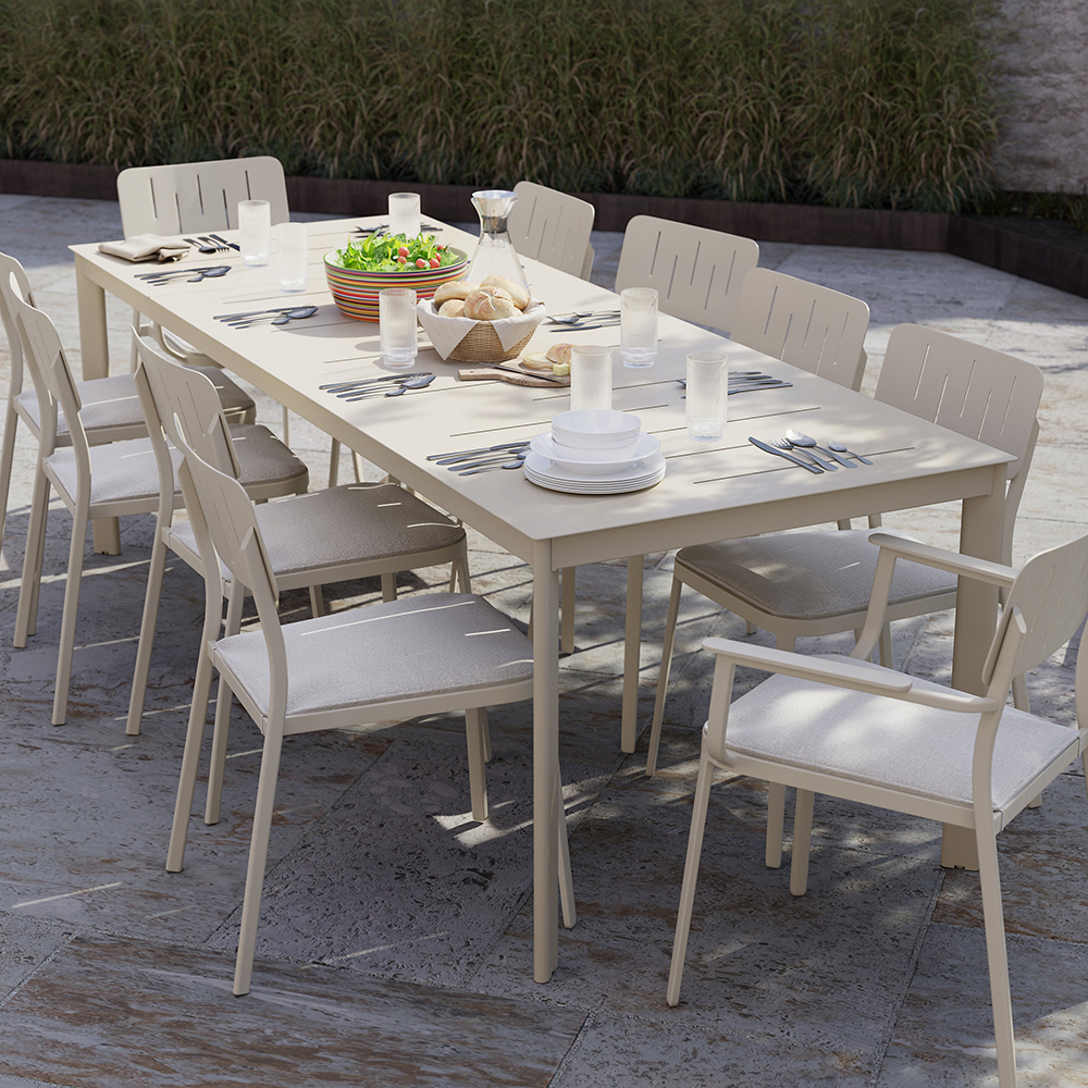 Scaun terasa GOODHOME Santacruz, aluminiu, 59.2 x 47.5 x 82.6 cm, bej