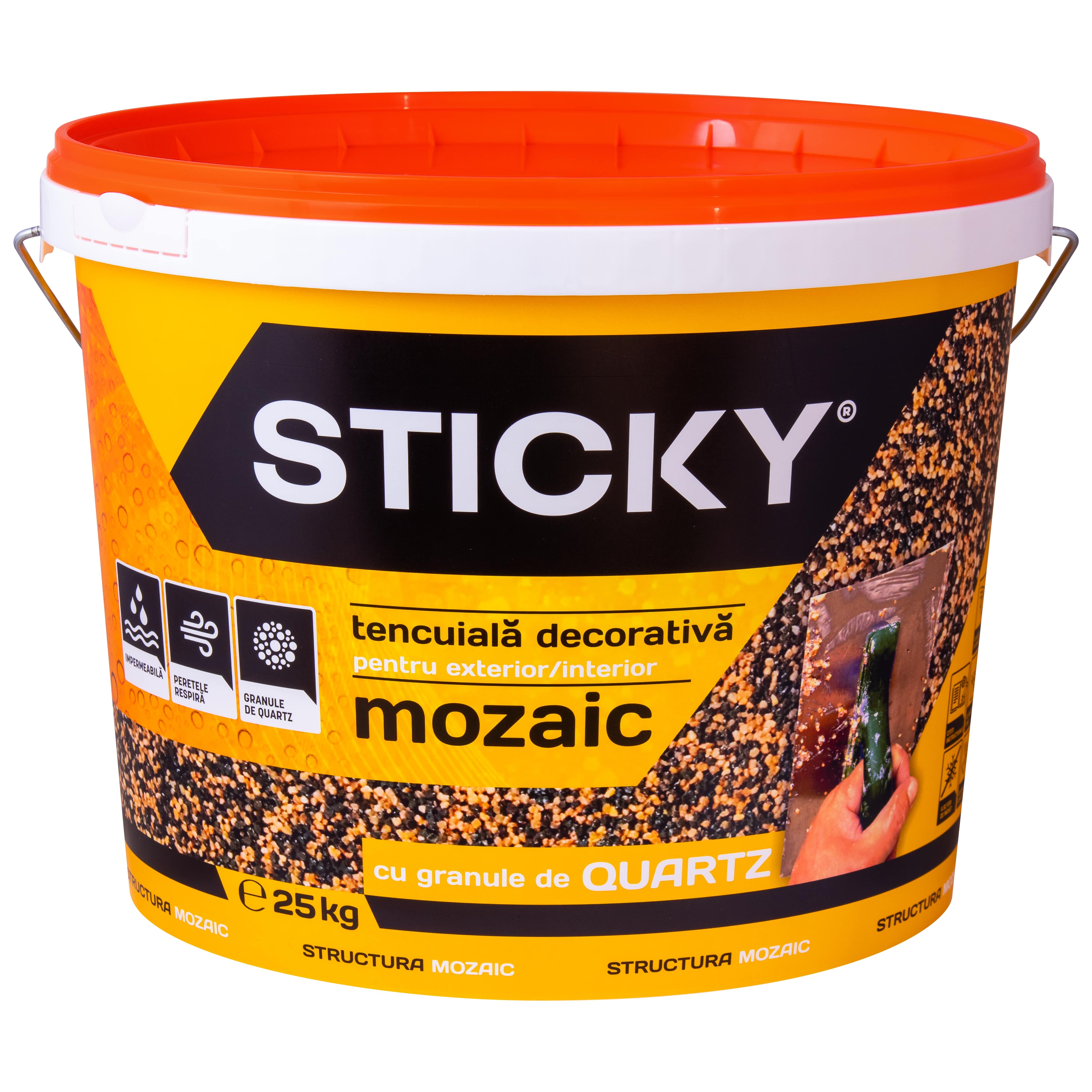 Tencuiala decorativa STICKY, interior/exterior, mozaic M703, 25 Kg