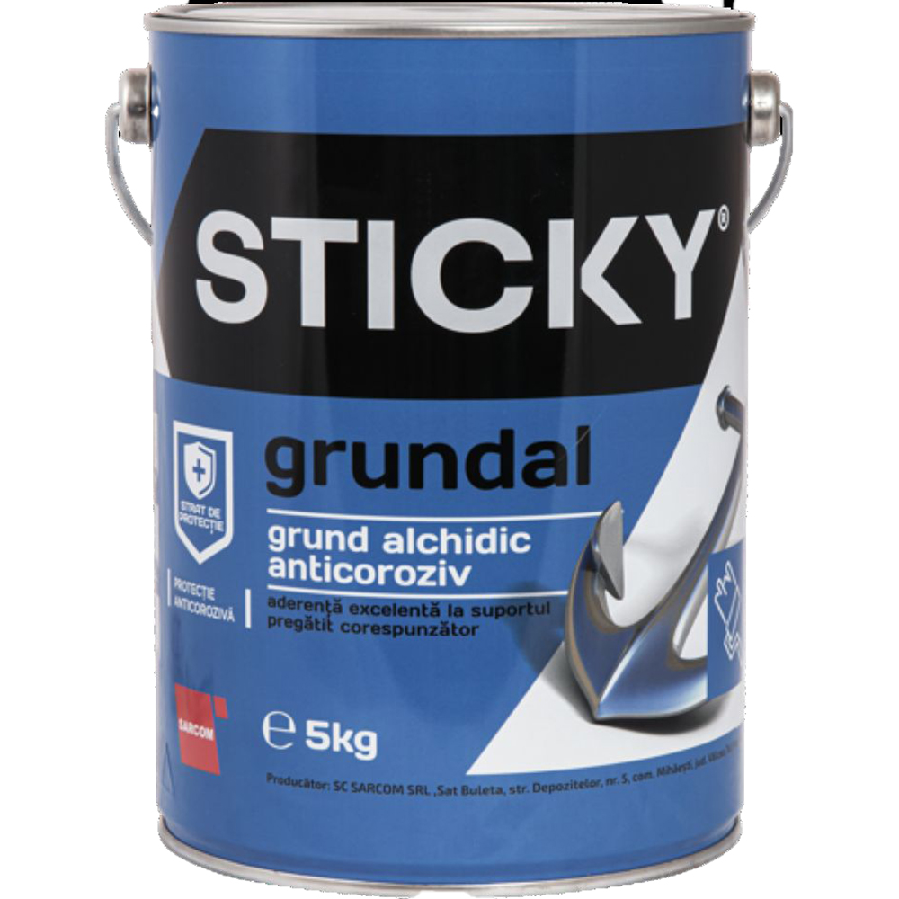 Grund Sticky, pe baza de solvent, rosu oxid, 5 kg