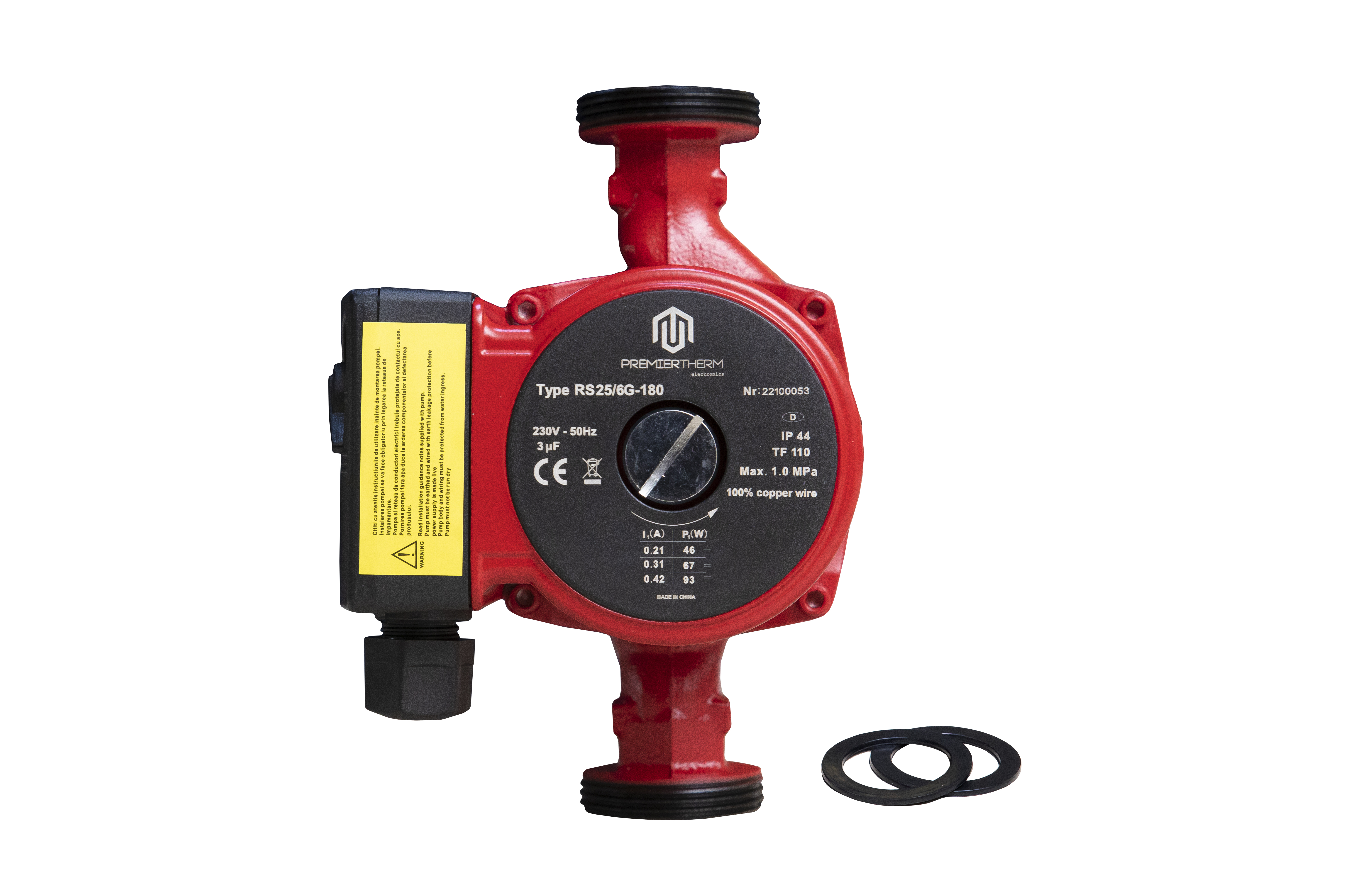 Pompa recirculare apa RS25/6G-180, 10 Bar, 93W, ax 180 mm