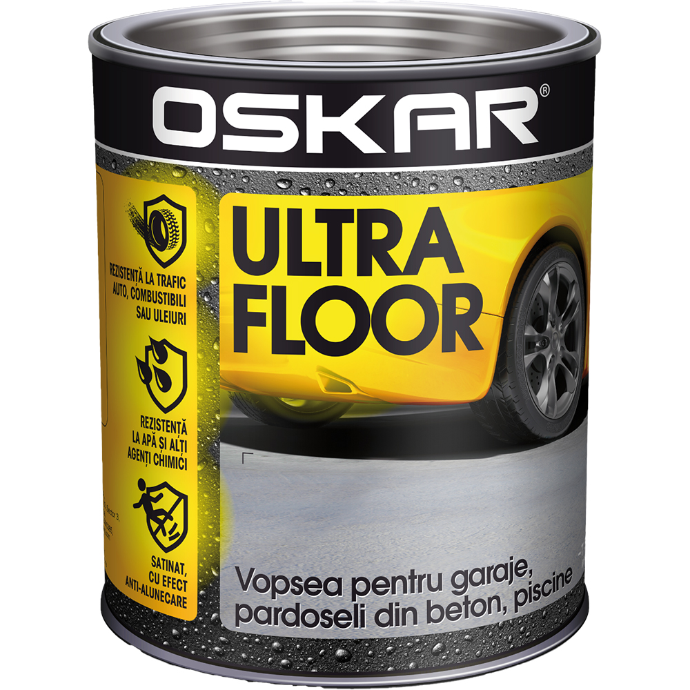 Vopsea pentru garaj, pardoseli beton Oskar Ultra Floor, 0.75L, gri carbon l