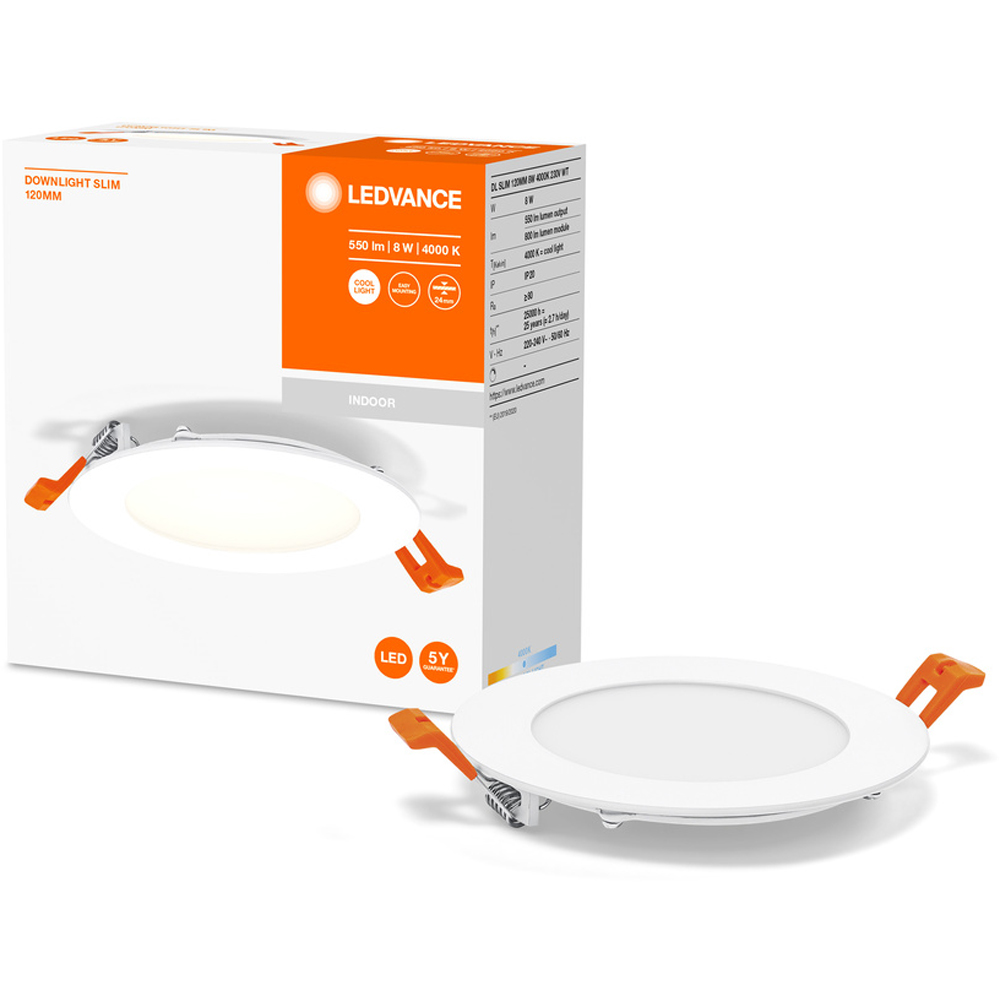 Spot LED LEDVANCE 4058075573130, 8W, 4000K, 120mm, alb