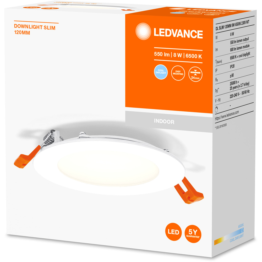 Spot LED LEDVANCE 4058075573192, 8W, 6500K, 120mm, alb