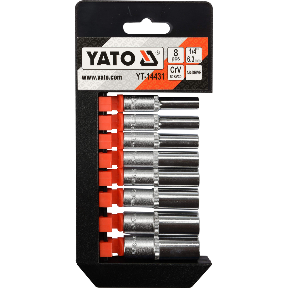 Set 8 tubulare YATO, 5.5-13 mm, Crom-Vanadiu, AS-DRIVE