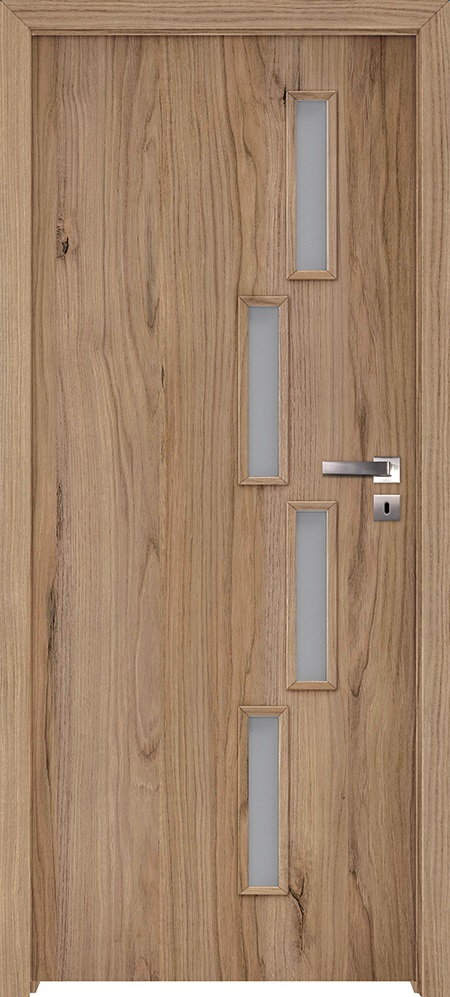 Usa interior INVADO Sagitarius, cu geam, stanga, MDF, 67.6 x 206 cm, maro