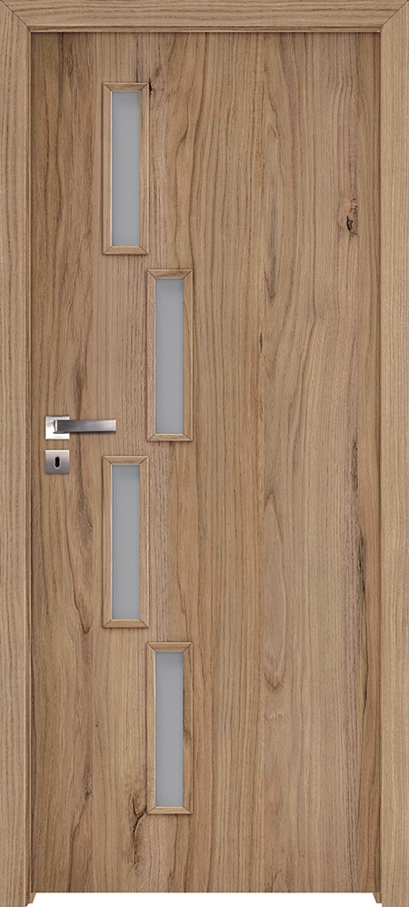Usa interior INVADO Sagitarius, cu geam, dreapta, MDF, 77.6 x 206 cm, maro