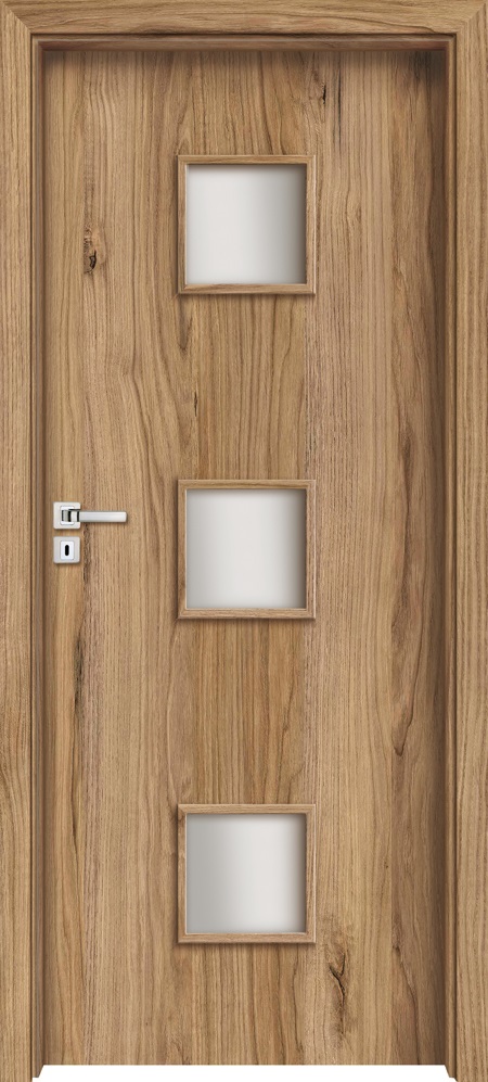 Usa interior INVADO Salerno, cu geam, dreapta, MDF, 64.4 x 204 cm, maro