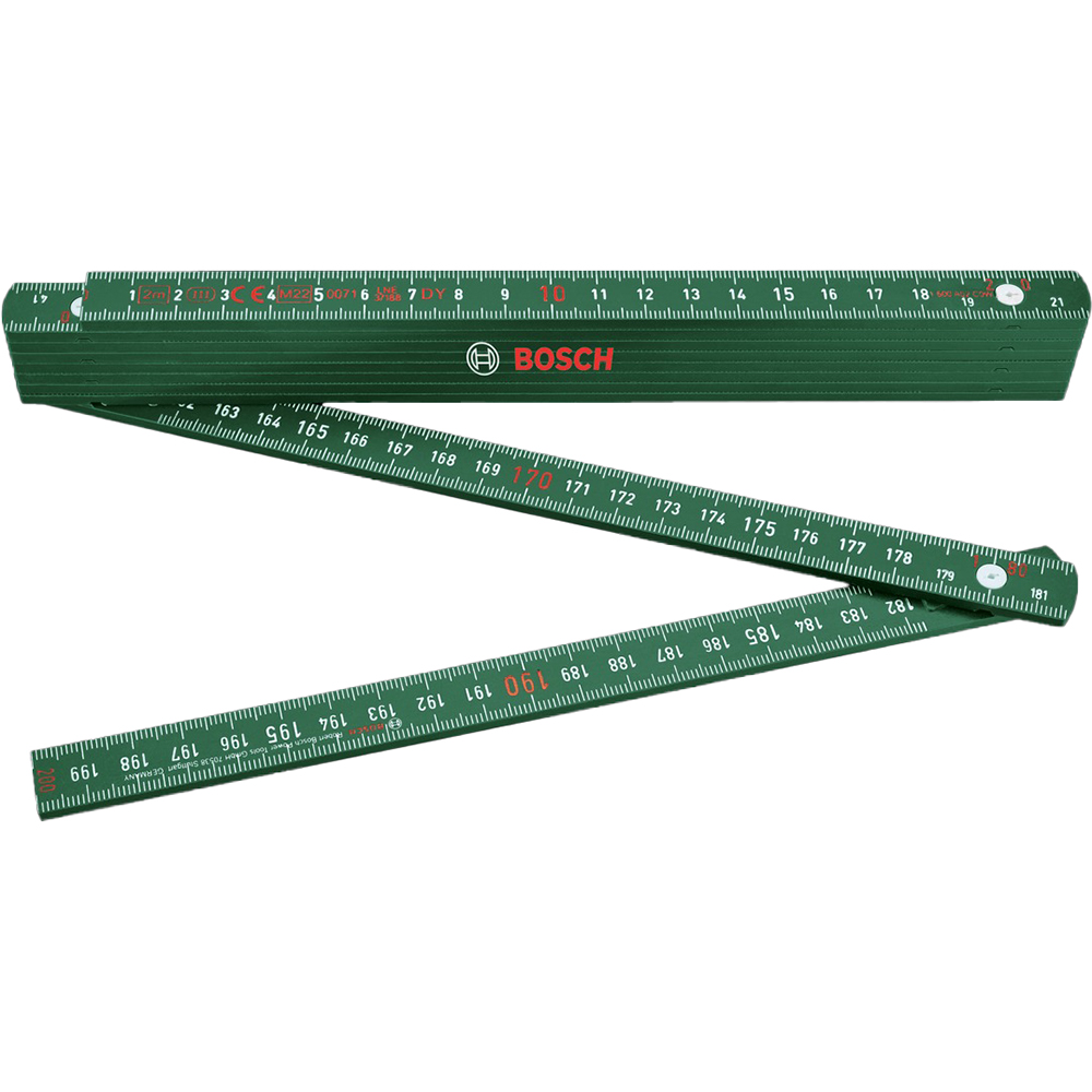 Metru de tamplarie pliabil BOSCH, 2 m, nailon armat si fibra de sticla, verde