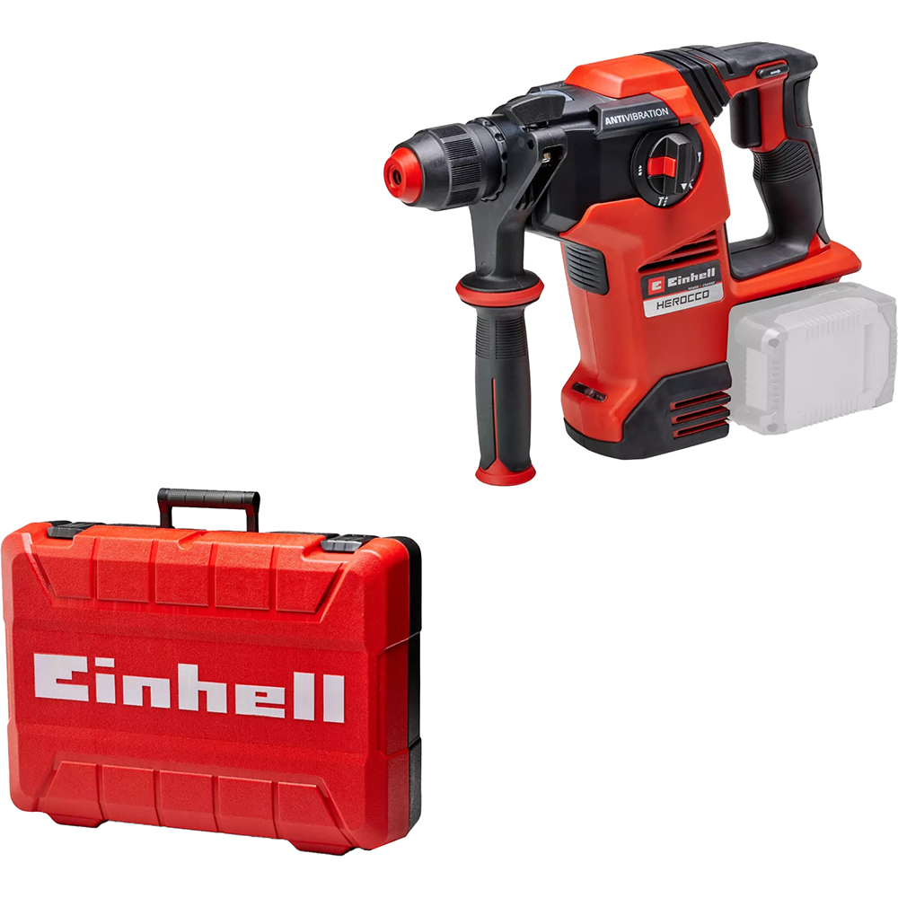 Ciocan rotopercutor cu acumulator Einhell Herocco, 36/28, 28 mm, SDS-Plus, 36V (2x18V), rosu/negru