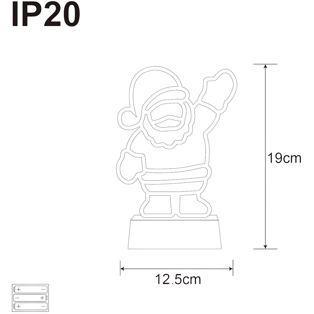 Decoratiune Mos Craciun 92 LED-uri, 12.5 x 19 cm, plastic, multicolor