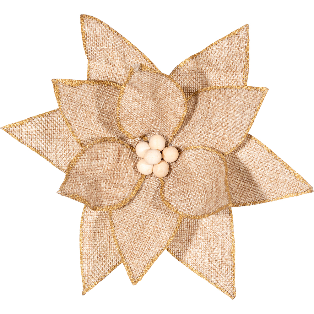 Decoratiune Floare cu Margele, cu clips, iuta, maro