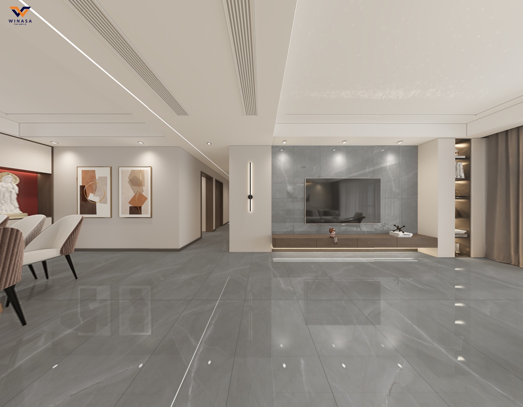 Gresie interior/exterior Armani Asiago Glossy, gri, 120 x 60 cm, 1,44 mp/cutie