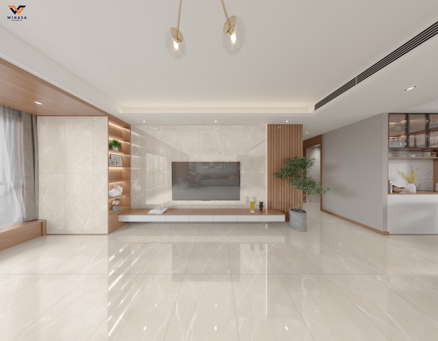 Gresie interior/exterior Sabbia Light Beige Glossy, bej deschis, 120 x 60 cm, 1,44 mp/cutie