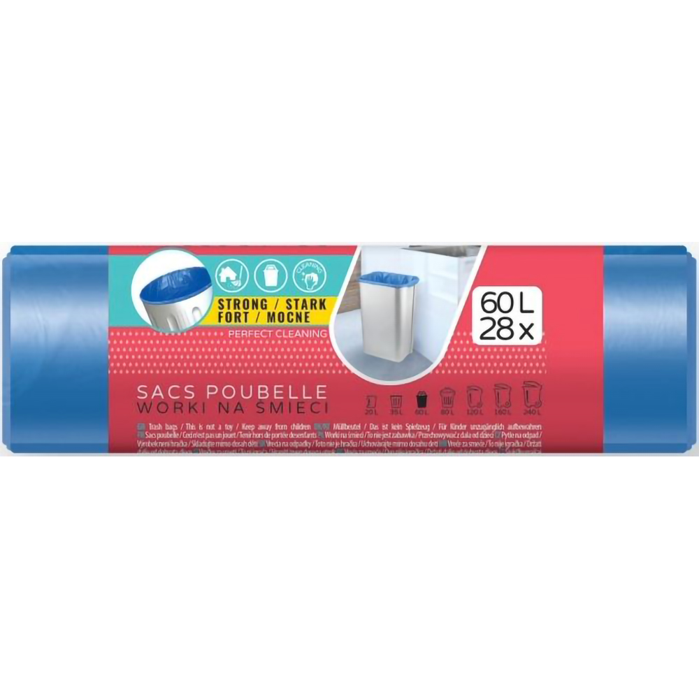 Saci menajeri VIGO Standard, 28 bucati, 60 l, albastru