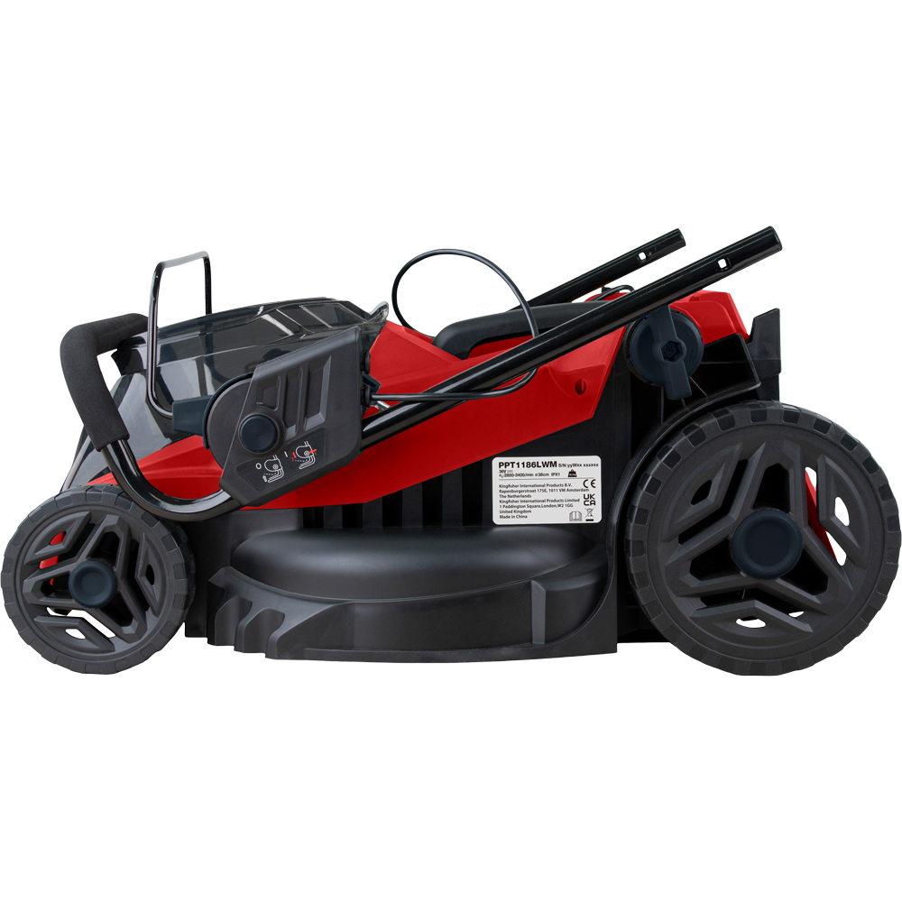 Kit Masina de tuns iarba pe acumulator PERFORMANCE POWER, Electrica, 36 V, latime taiere 38 cm, cos 42L, negru-rosu
