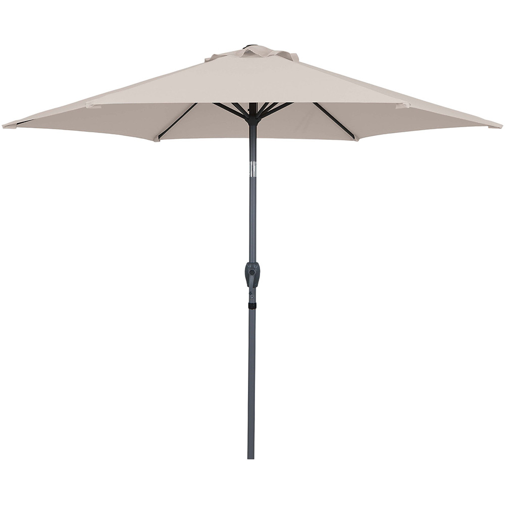 Umbrela gradina inclinabila GOODHOME Kasane, 2.5 m, UPF30, deschidere tip manivela, aluminiu si poliester, bej