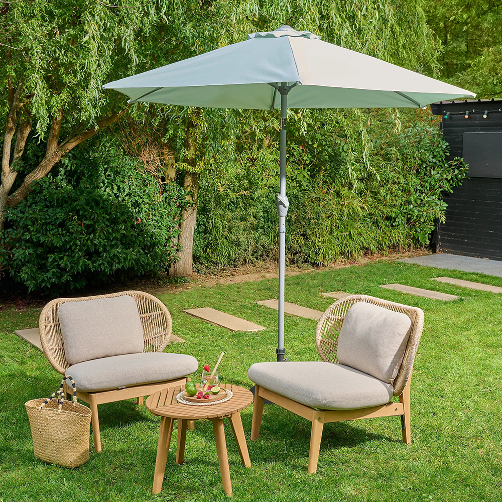 Umbrela gradina inclinabila GOODHOME Kasane, 2.5 m, UPF30, deschidere tip manivela, aluminiu si poliester, turcoaz