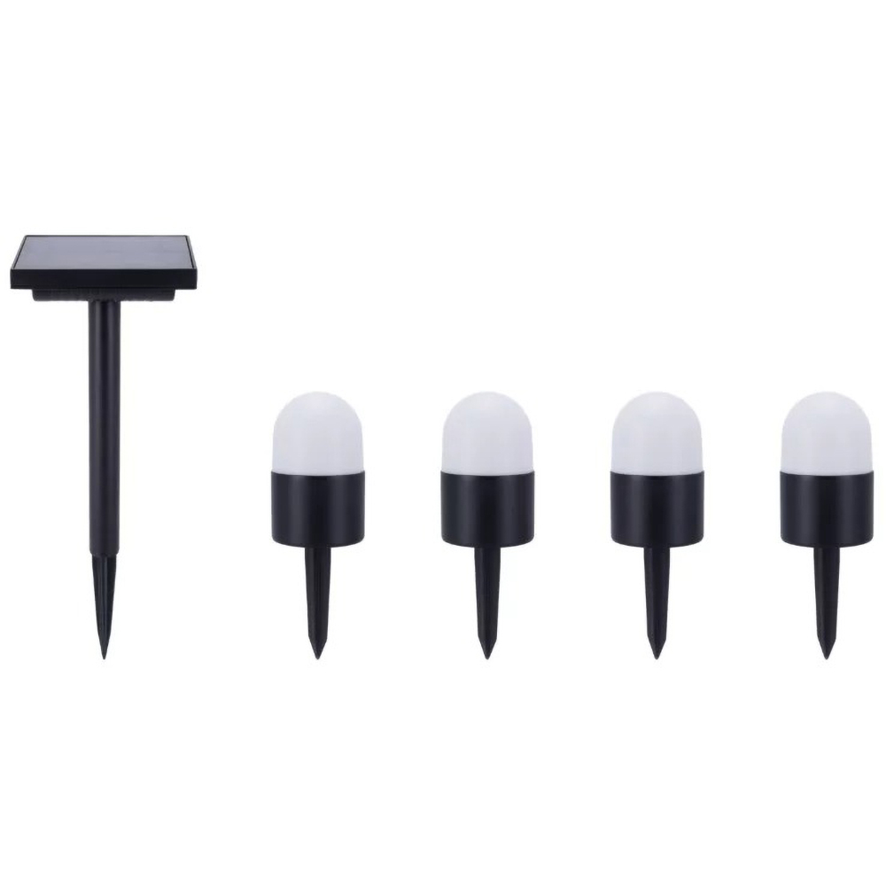 Set 4 lampi solare Bollard Stake, IP44, negru