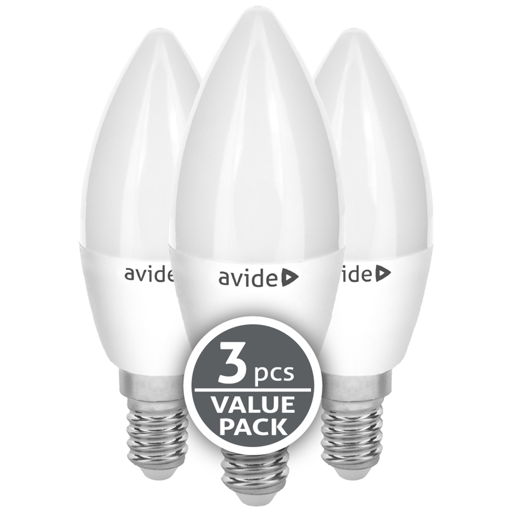 Set 3 becuri LED AVIDE, E14, 5W, 445lm, lumina calda