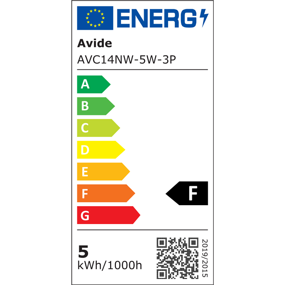 Set 3 becuri LED AVIDE, E14, 5W, 445lm, lumina neutra