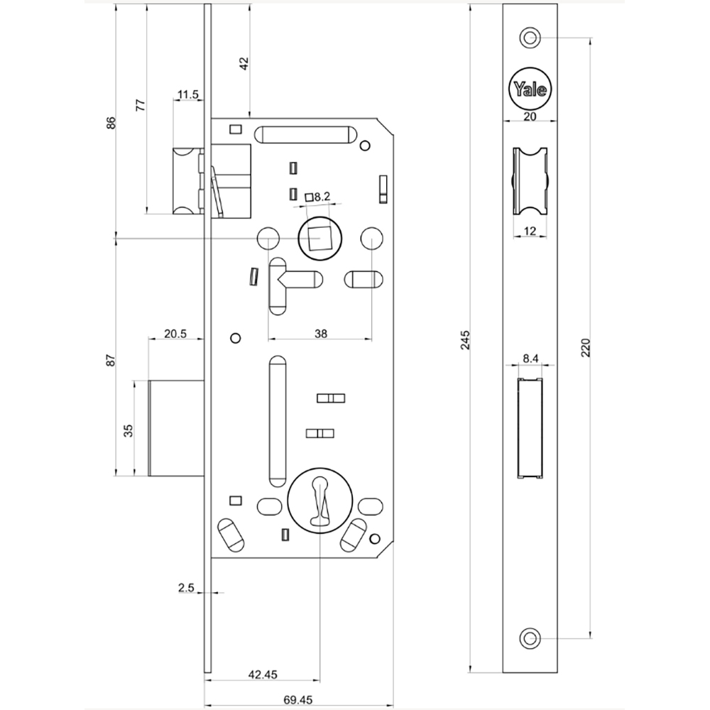 Broasca ingropata YALE, 43x90 mm
