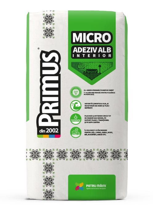 Adeziv interior Primus Micro, alb, 25 kg