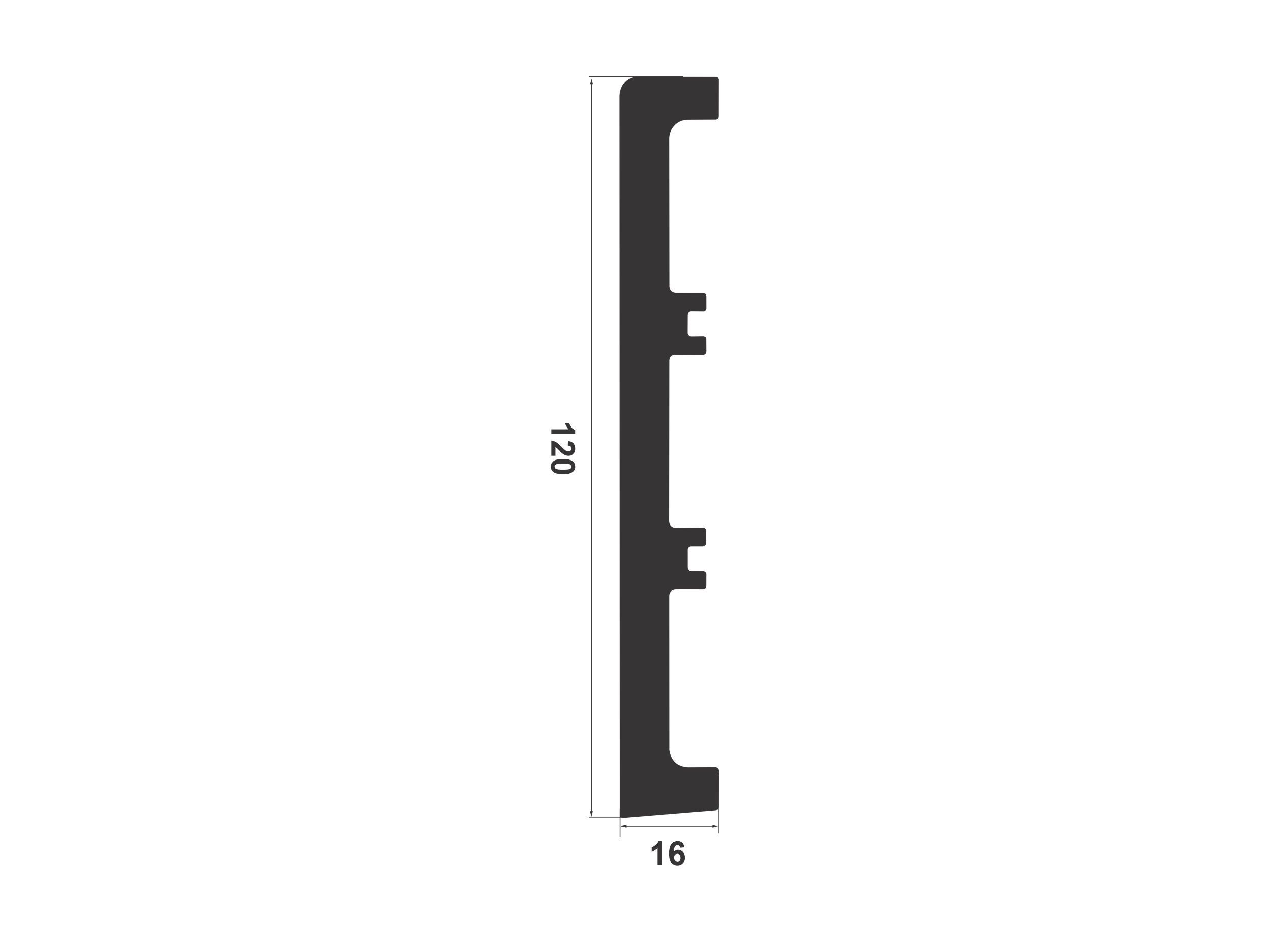 Plinta Apatit, polimer, 220 x 12 x 1.6 cm, alb