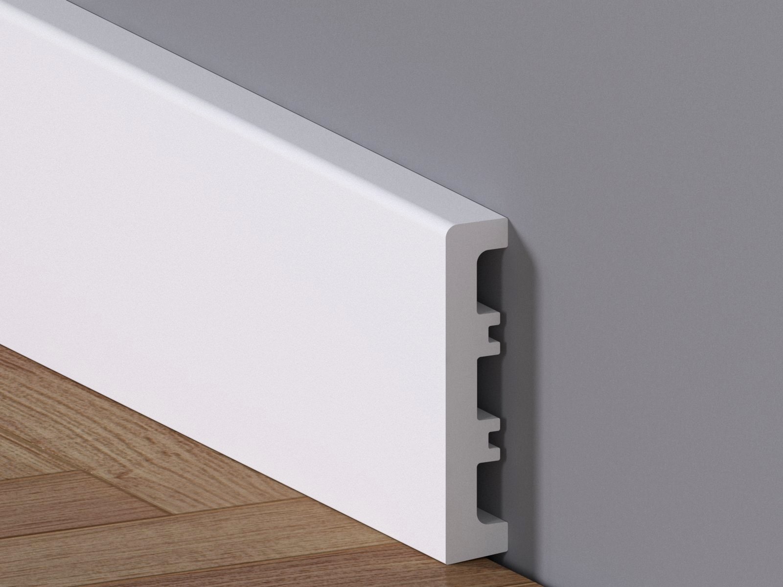Plinta Apatit, polimer, 220 x 8 x 1.6 cm, alb