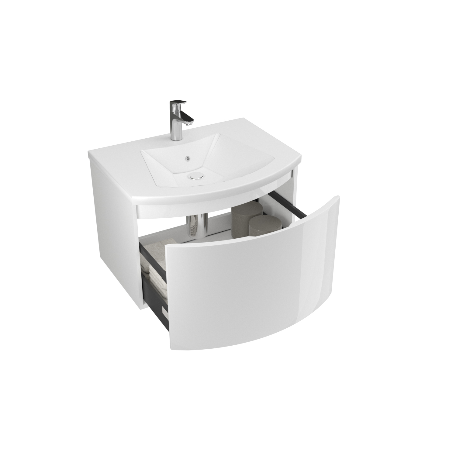 Set masca cu lavoar Savinidue Sole, suspendat, 62 x 43 x 49 cm, alb