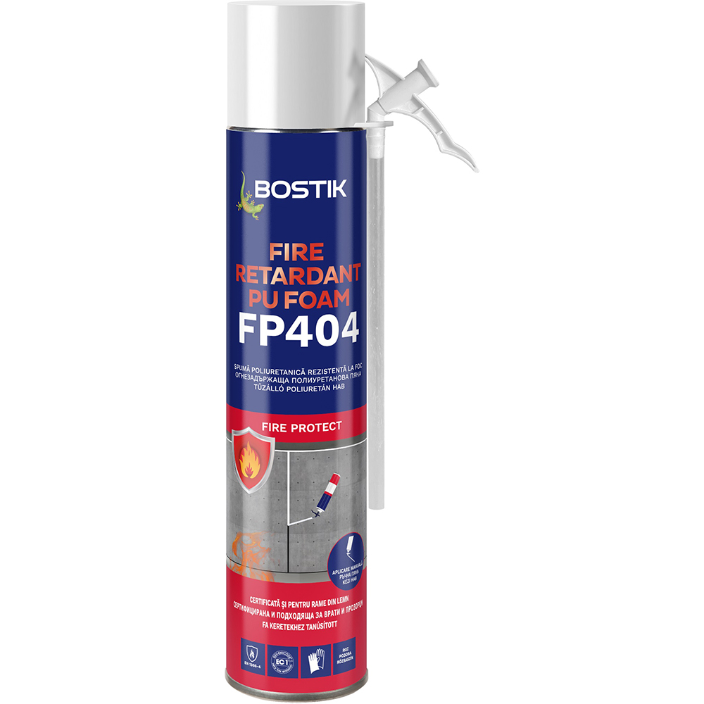Spuma poliuretanica rezistenta la foc BOSTIK, roz, 750 ml
