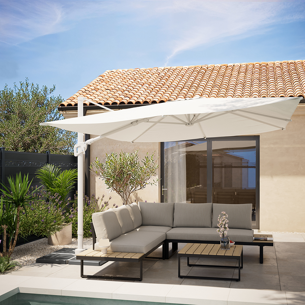 Umbrela de exterior GOODHOME Corby, 3 x 4m, bej