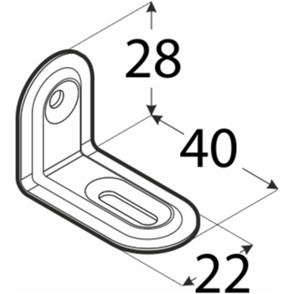 Coltar pentru mobila DMX , 40 x 28 x 1 mm, otel