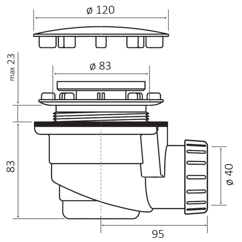 Sifon cada dus EUROCIERE 5084, D 120 mm, capac inox, crom