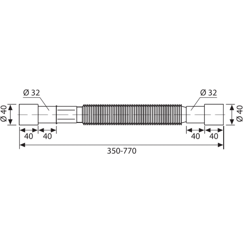 Racord flexibil EUROCIERE S72, extensibil, D 32/40 mm, 35-70 cm, alb