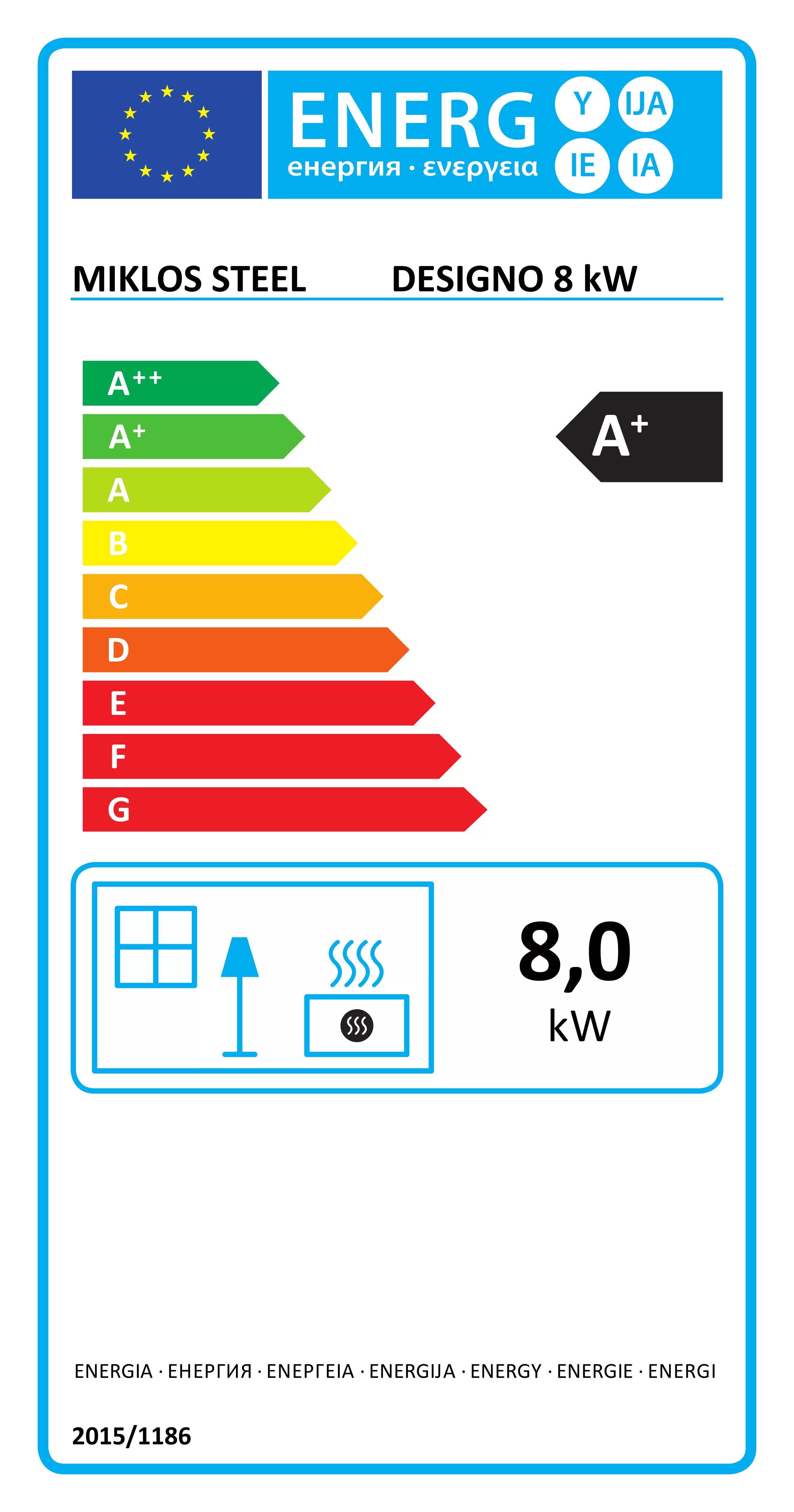 Semineu pe lemne MSS Designo 345.0240, 8 kW, 33l, otel, negru