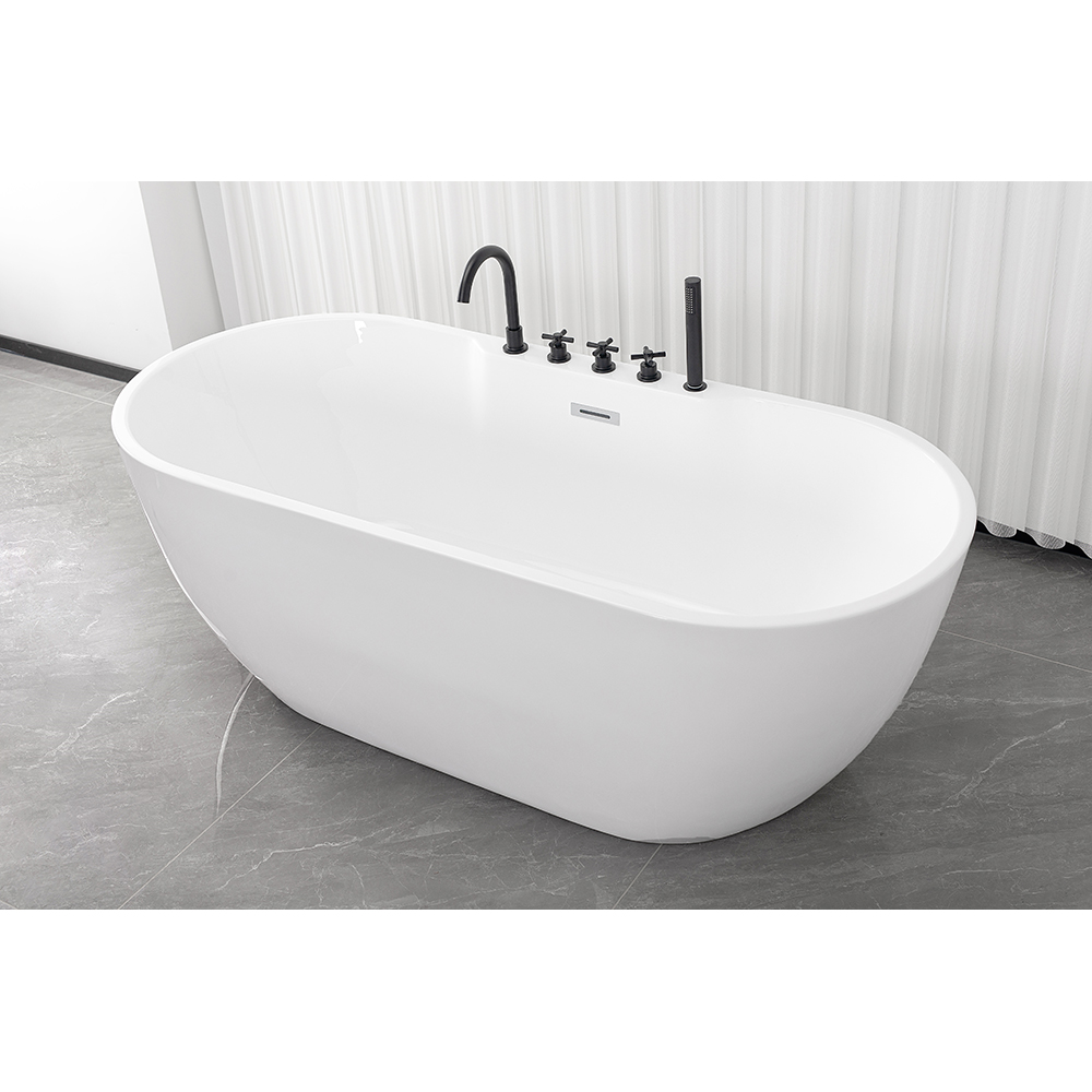 Cada baie freestanding SANOTECHNIK Aruba G9041, acril, 170 x 75 x 58 cm, baterie si para de dus incluse, alb-negru