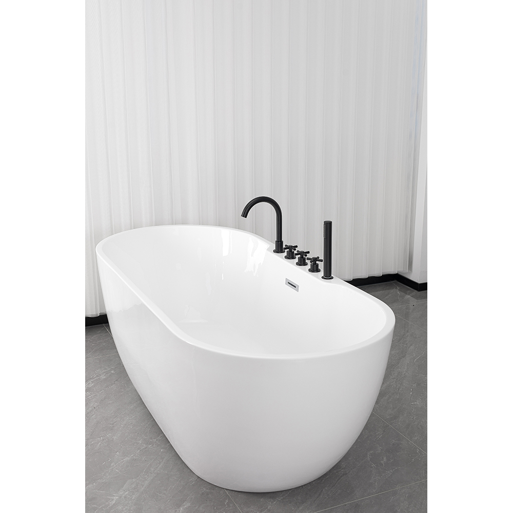 Cada baie freestanding SANOTECHNIK Aruba G9041, acril, 170 x 75 x 58 cm, baterie si para de dus incluse, alb-negru