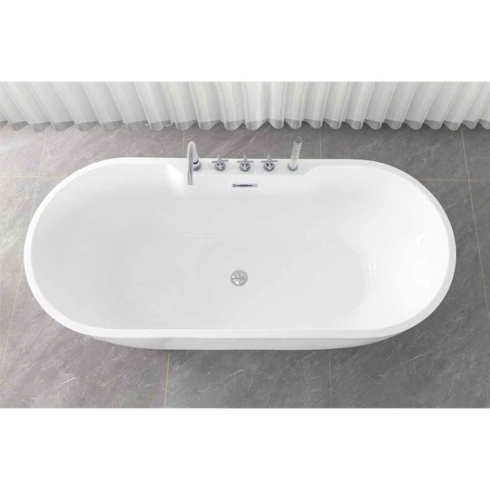 Cada baie freestanding SANOTECHNIK Aruba G9045, acril, 170 x 75 x 58 cm, baterie si para de dus incluse, alb-crom