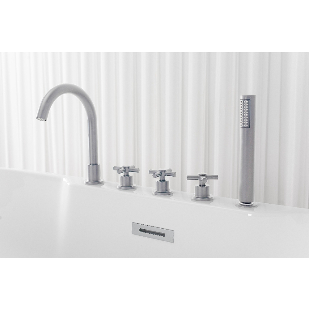 Cada baie freestanding SANOTECHNIK Aruba G9045, acril, 170 x 75 x 58 cm, baterie si para de dus incluse, alb-crom
