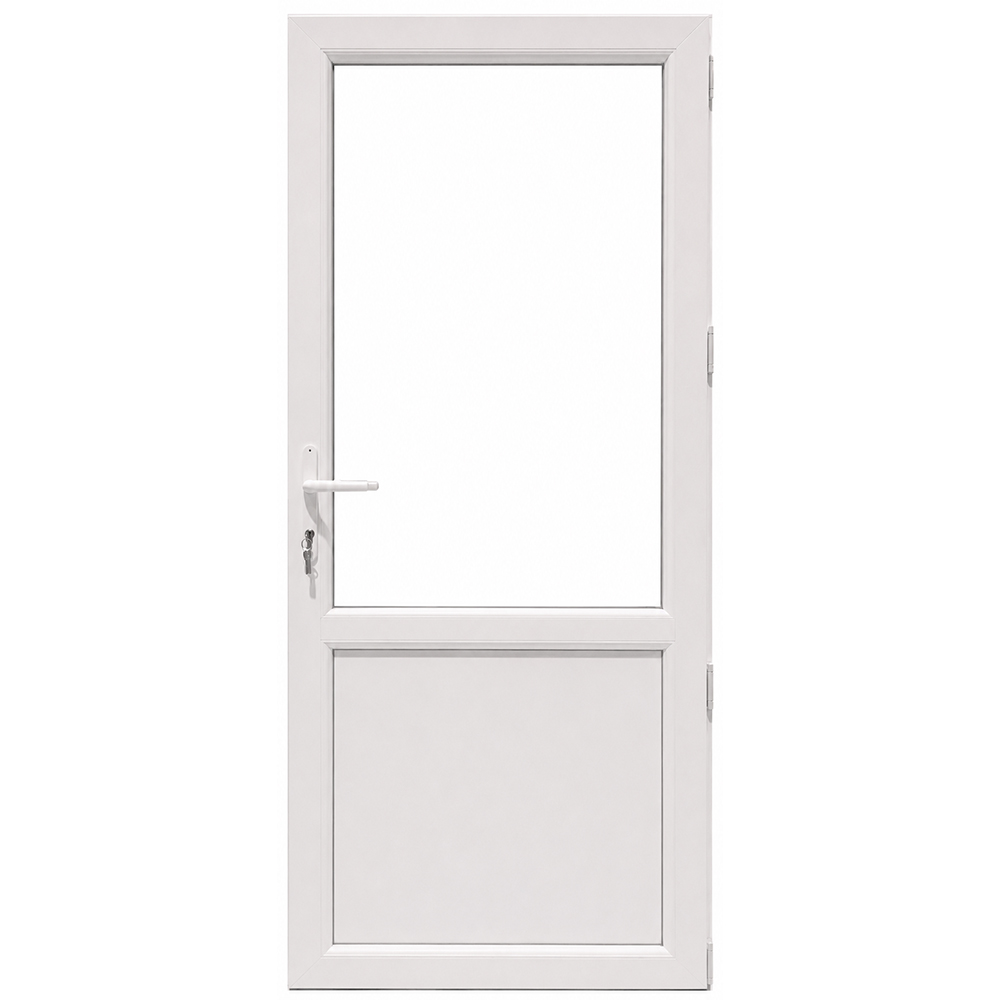 Usa exterior FENSTERWELT, cu geam, 4 camere, 2/3, dreapta, PVC, 88 x 198 cm, alb
