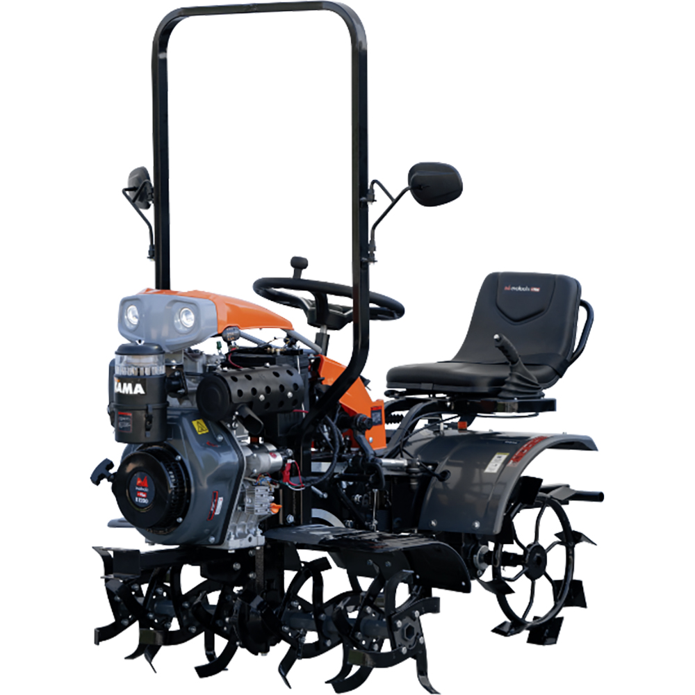 Motocultor diesel EvotoolsPlus Ride On 4x4 R1200, 12CP, 456CC, 4 timpi, viteza max 8 km/h