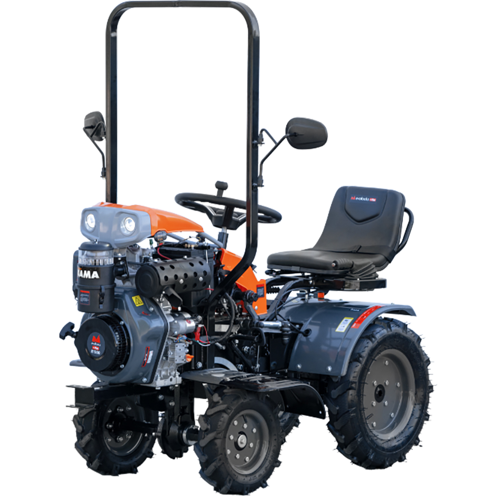 Motocultor diesel EvotoolsPlus Ride On 4x4 R1200, 12CP, 456CC, 4 timpi, viteza max 8 km/h