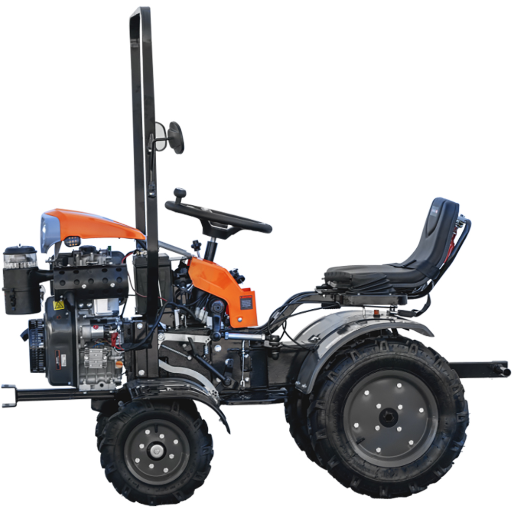 Motocultor diesel EvotoolsPlus Ride On 4x4 R1200, 12CP, 456CC, 4 timpi, viteza max 8 km/h