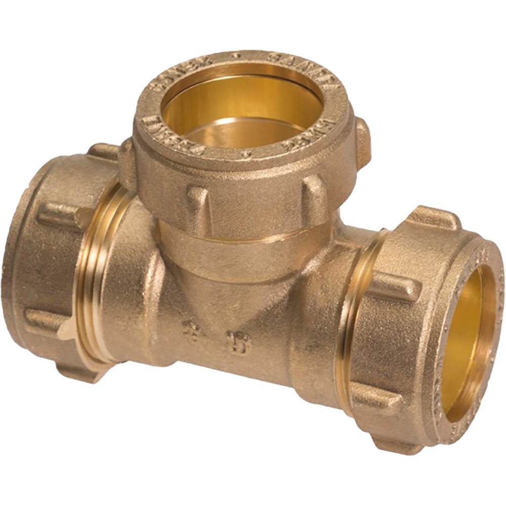 Teu compresie cu inel, D15 mm, alama