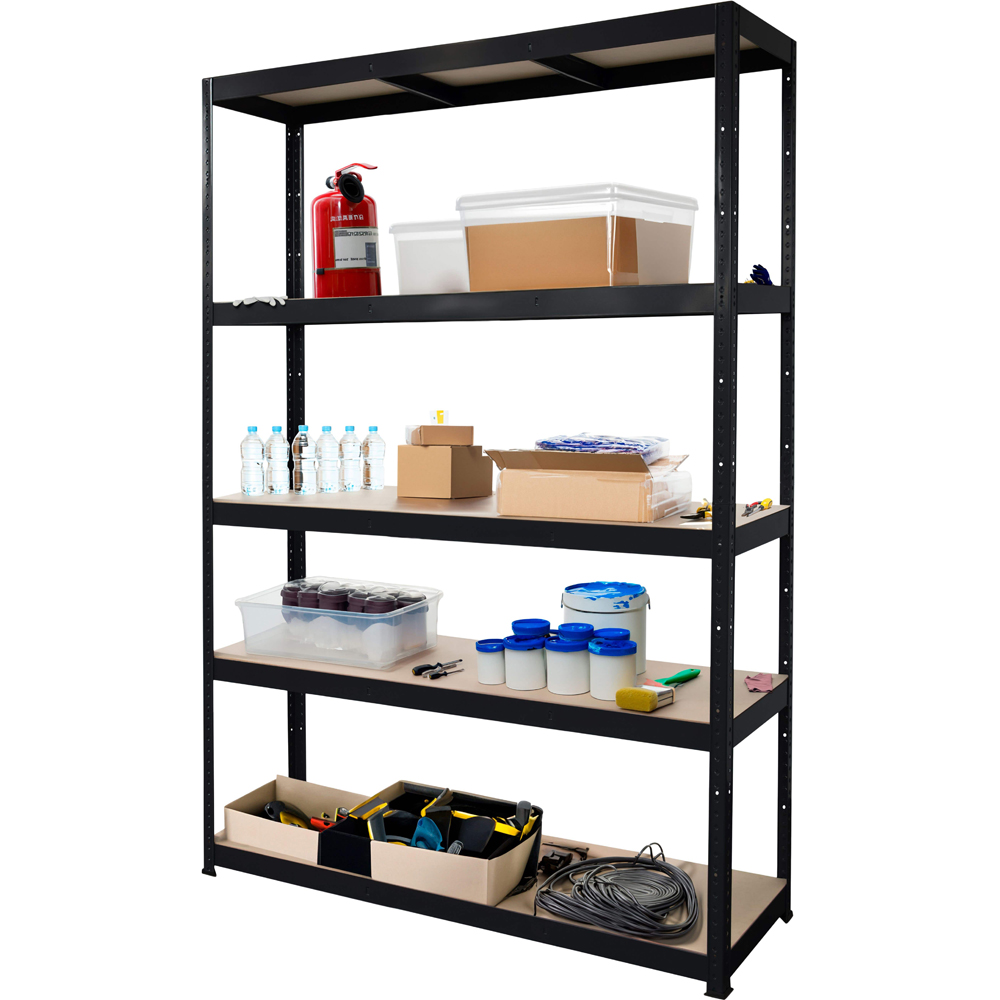 Raft atelier GOODHOME Ryle, metal, 120 x 40 x 179 cm, 100 kg/polita, negru